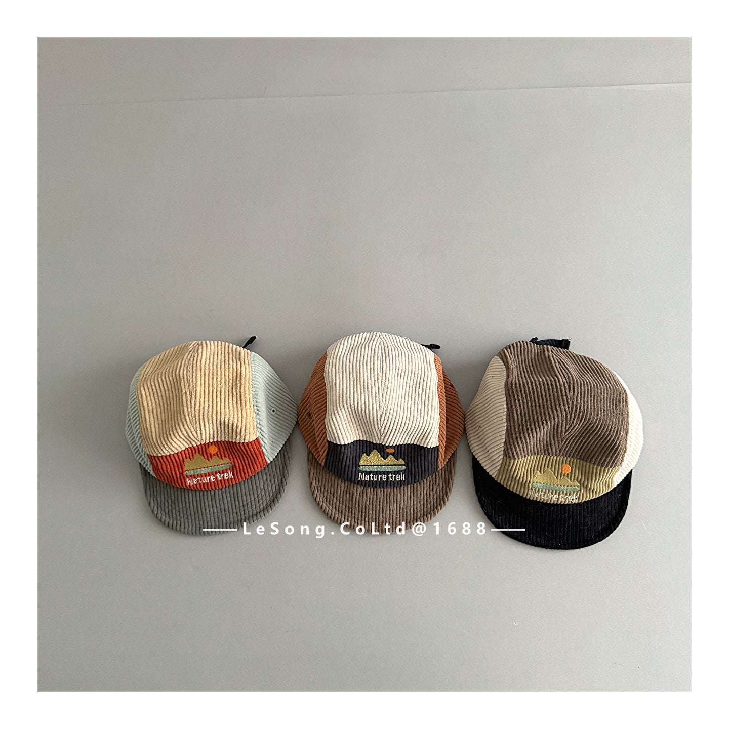 ベビー用帽子 キッズ帽子 コーデュロイ カラーブロック 野球帽【mh0011813】