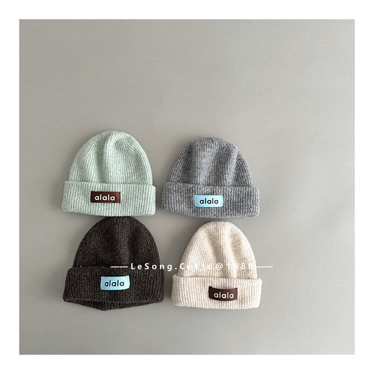 ベビー用帽子 キッズ帽子 ロゴタグ ニットキャップ シンプル ビーニー【mh0011815】