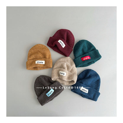 ベビー用帽子 キッズ帽子 ロゴタグ ニットキャップ シンプル ビーニー【mh0011815】