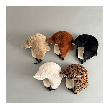 ベビー用帽子 キッズ帽子 レオパード ボアフリース フライトキャップ 耳当て付き【mh0011817】