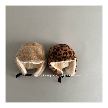 ベビー用帽子 キッズ帽子 レオパード ボアフリース フライトキャップ 耳当て付き【mh0011817】