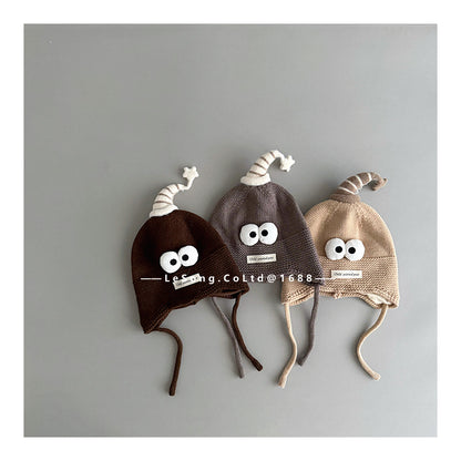 ベビー用帽子 ベビー帽子 アイボール 目玉ワッペン ニットキャップ【mh0011826】