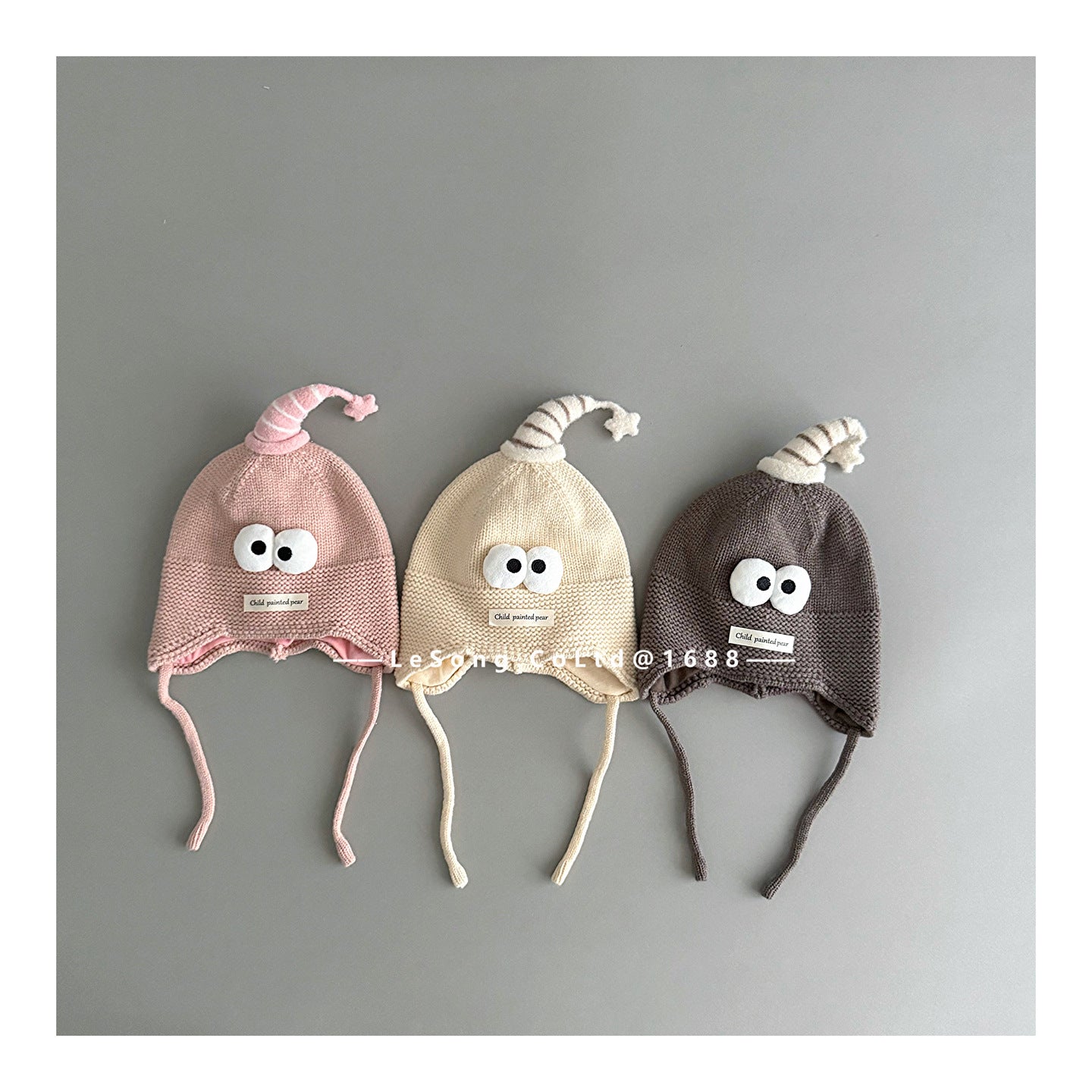 ベビー用帽子 ベビー帽子 アイボール 目玉ワッペン ニットキャップ【mh0011826】