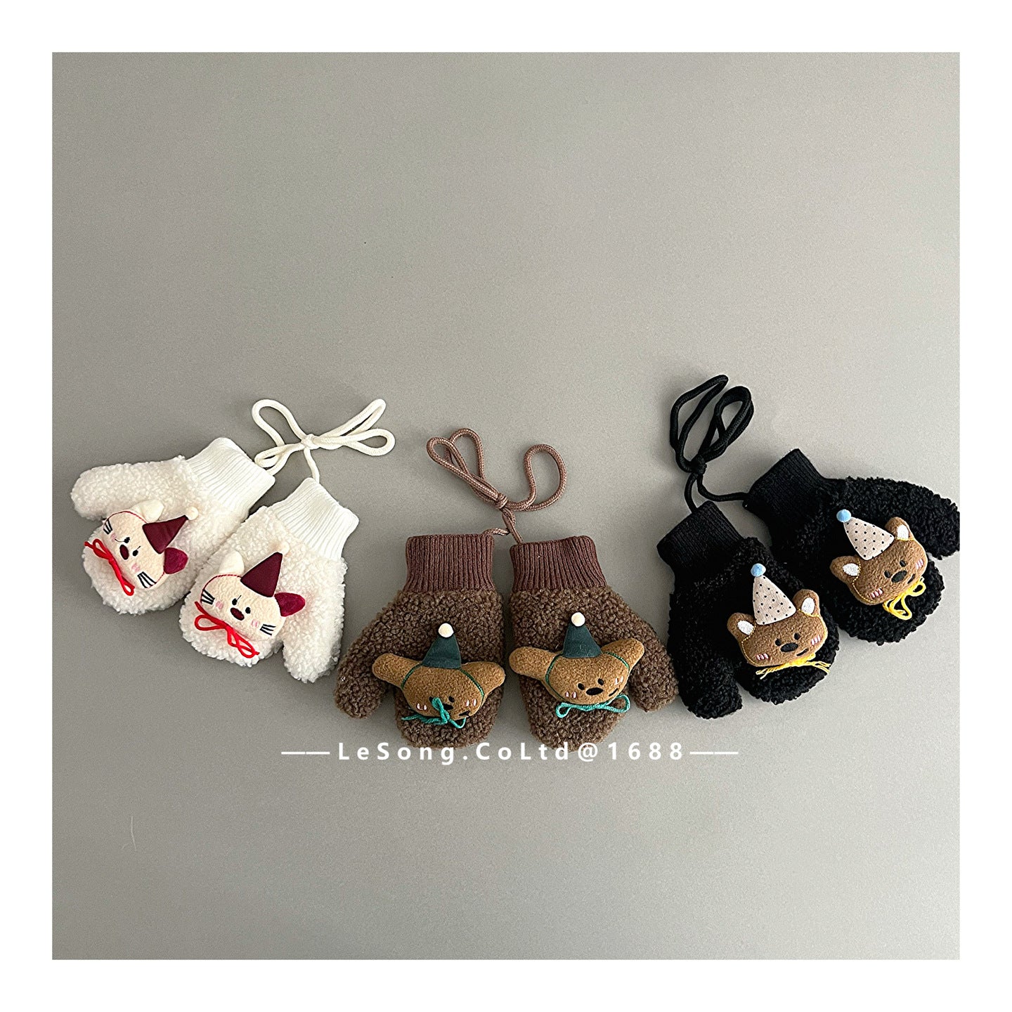 ベビーキッズその他アクセサリー ベビーキッズ手袋 ミトン 指なし フリース アニマルアップリケ【mh0011827】