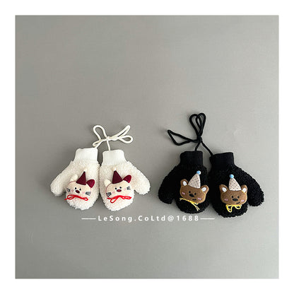 ベビーキッズその他アクセサリー ベビーキッズ手袋 ミトン 指なし フリース アニマルアップリケ【mh0011827】