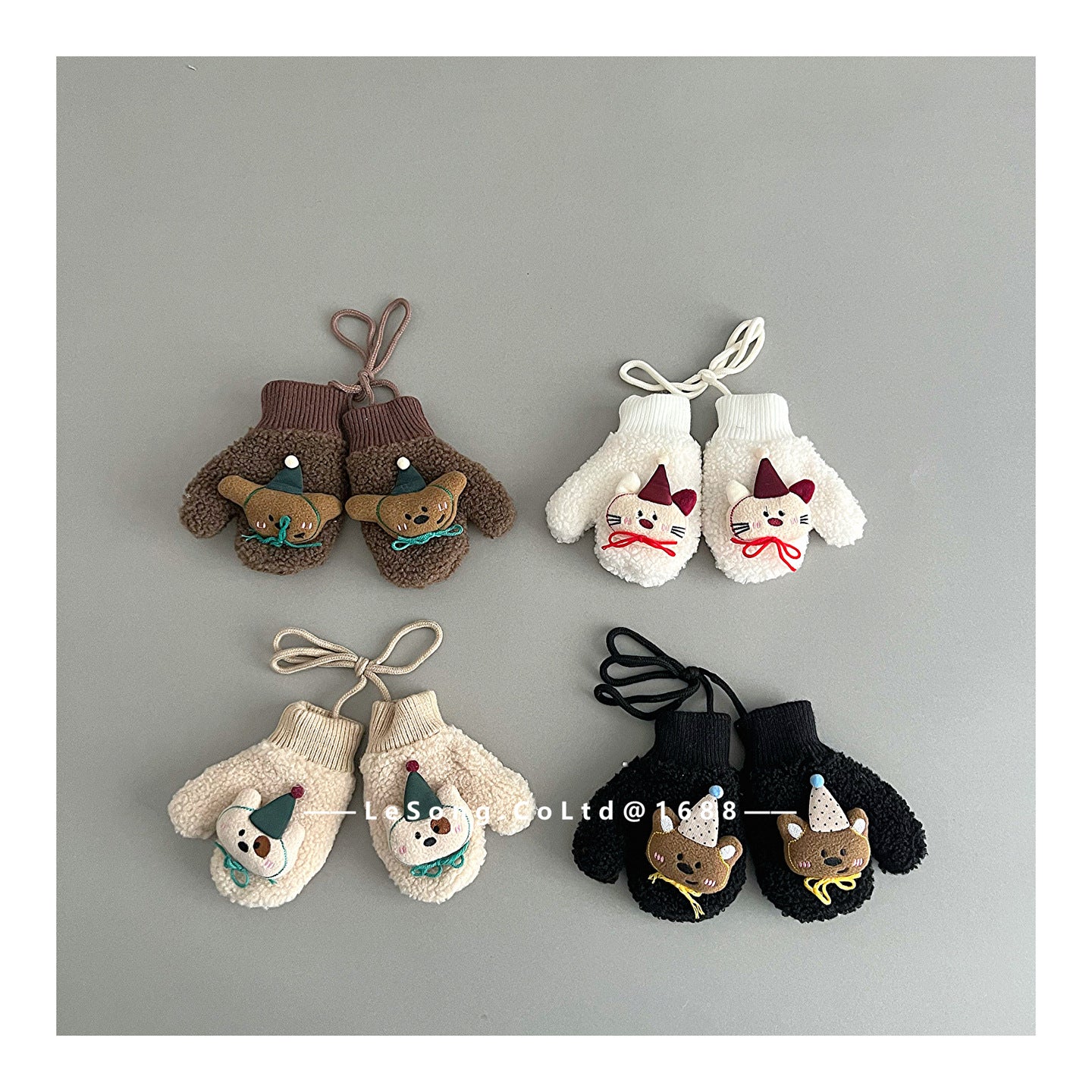 ベビーキッズその他アクセサリー ベビーキッズ手袋 ミトン 指なし フリース アニマルアップリケ【mh0011827】