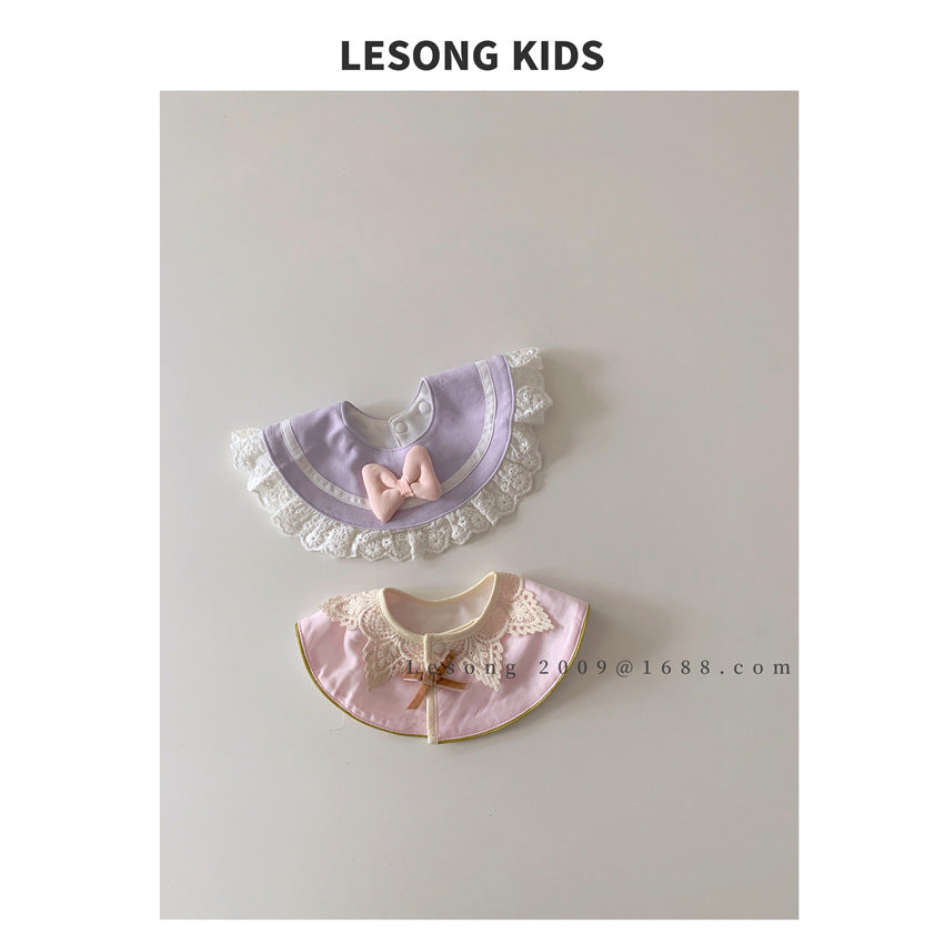 よだれかけ ベビースタイ ビブ サークル 円形 レース リボン よだれかけ【mh0011828】