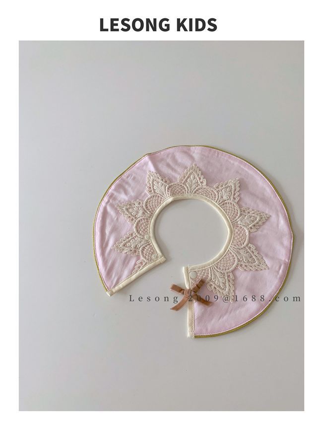 よだれかけ ベビースタイ ビブ サークル 円形 レース リボン よだれかけ【mh0011828】