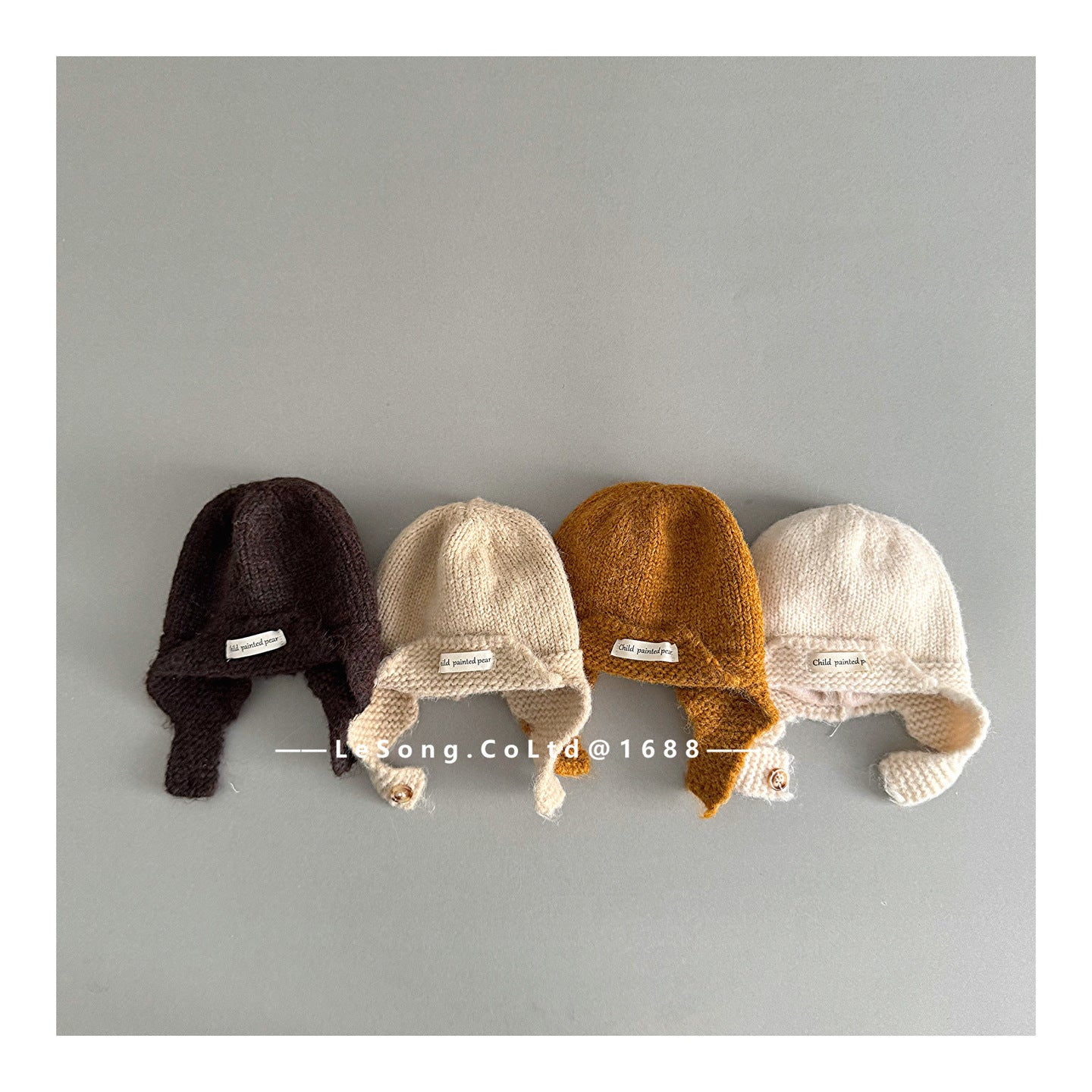 ベビー用帽子 ベビー帽子 ニット ブリム 耳当て付き シンプル ニットキャップ【mh0011830】