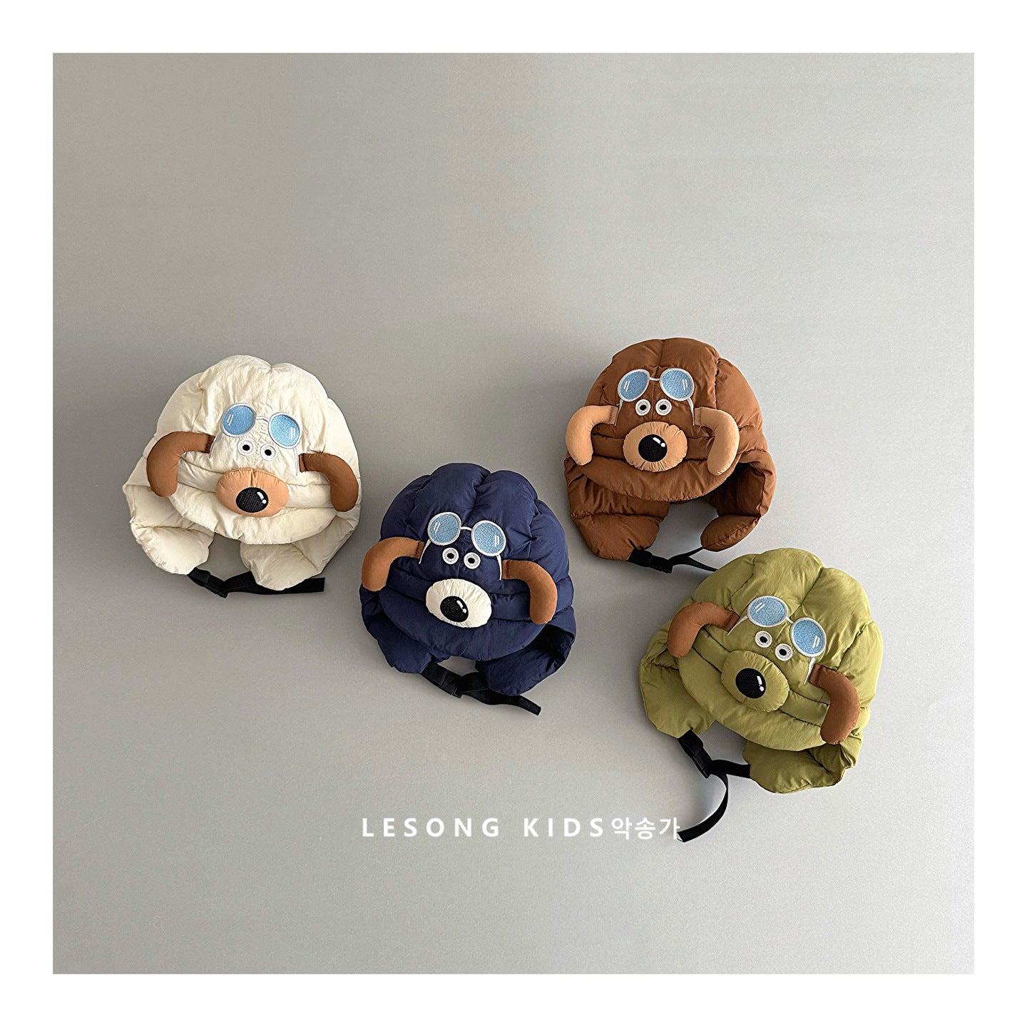 ベビー用帽子 キッズ帽子 犬 ドッグ アップリケ 耳当て付き フライトキャップ【mh0011832】