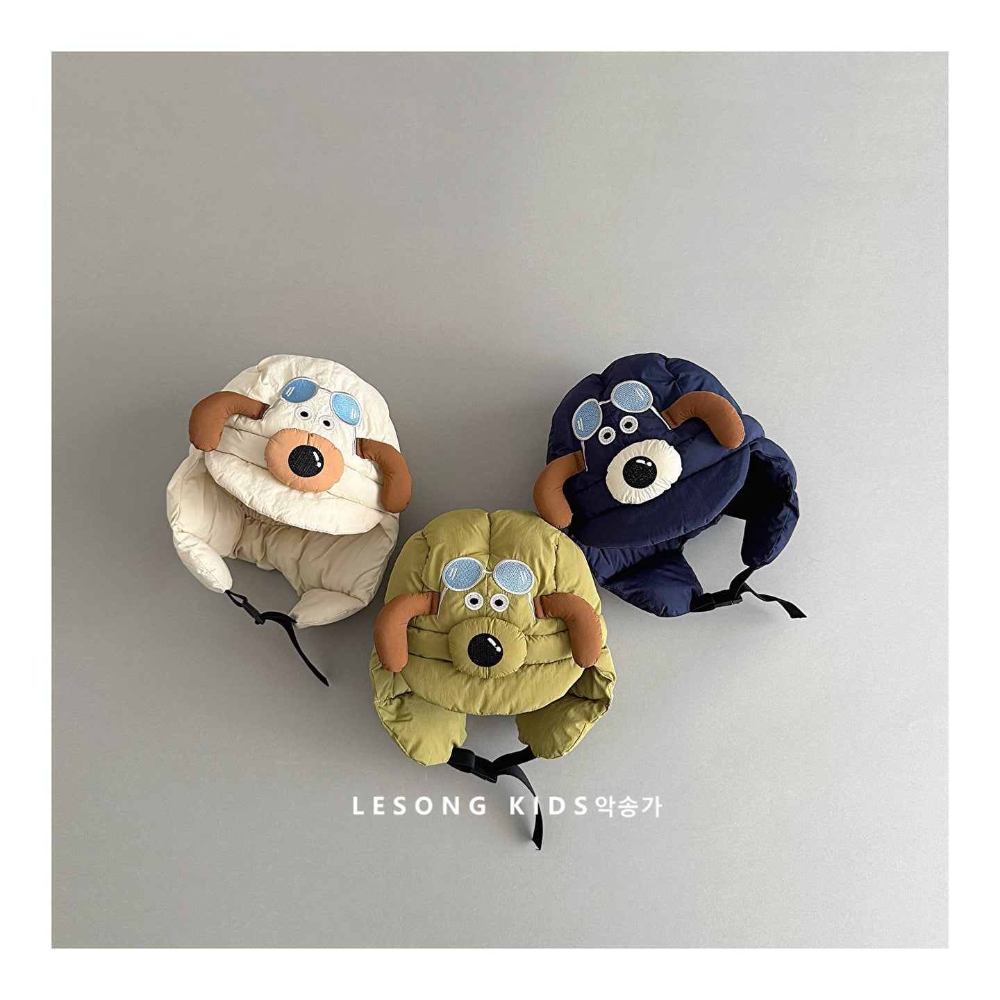 ベビー用帽子 キッズ帽子 犬 ドッグ アップリケ 耳当て付き フライトキャップ【mh0011832】