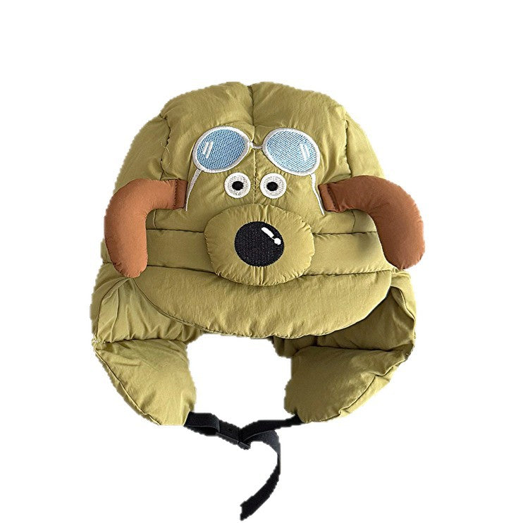 ベビー用帽子 キッズ帽子 犬 ドッグ アップリケ 耳当て付き フライトキャップ【mh0011832】