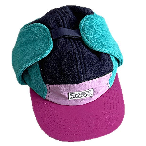 ベビー用帽子 キッズ帽子 フリース カラーブロック 耳当て付き 野球帽【mh0011833】