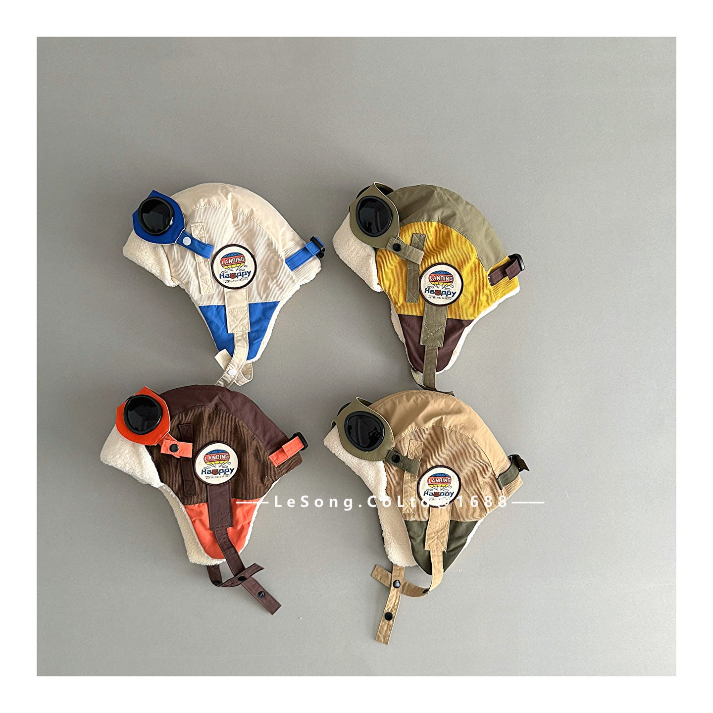 ベビー用帽子 キッズ帽子 ゴーグル 耳当て付き フライトキャップ パイロット帽【mh0011836】