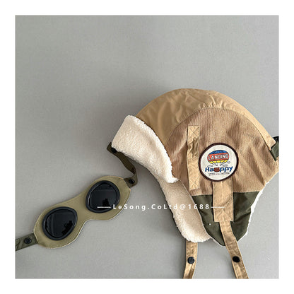 ベビー用帽子 キッズ帽子 ゴーグル 耳当て付き フライトキャップ パイロット帽【mh0011836】