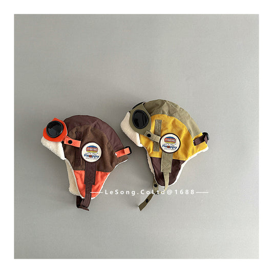 ベビー用帽子 キッズ帽子 ゴーグル 耳当て付き フライトキャップ パイロット帽【mh0011836】