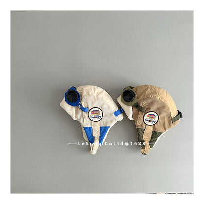 ベビー用帽子 キッズ帽子 ゴーグル 耳当て付き フライトキャップ パイロット帽【mh0011836】