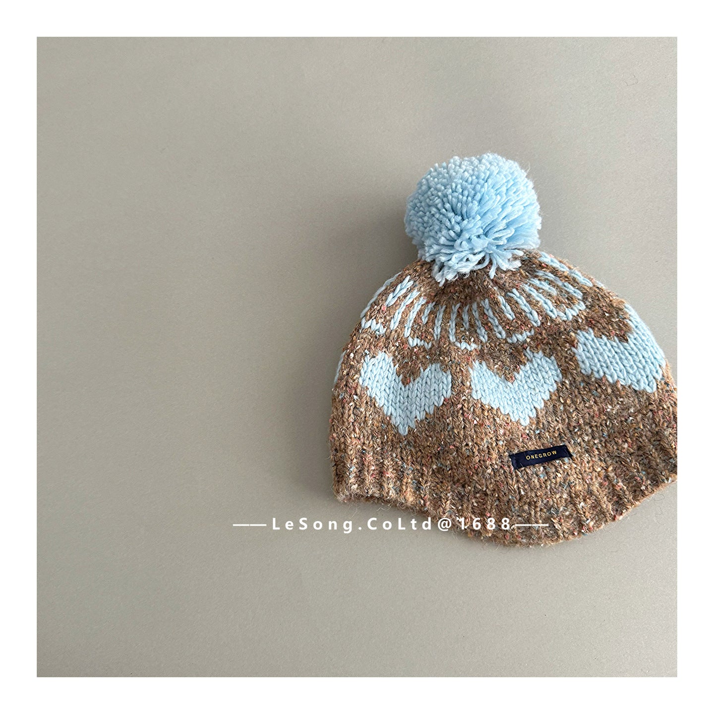 ベビー用帽子 キッズ帽子 ニット ハート ぽんぽん ビーニー ニットキャップ【mh0011838】