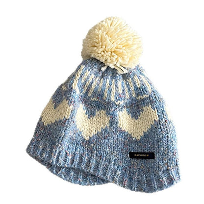 ベビー用帽子 キッズ帽子 ニット ハート ぽんぽん ビーニー ニットキャップ【mh0011838】