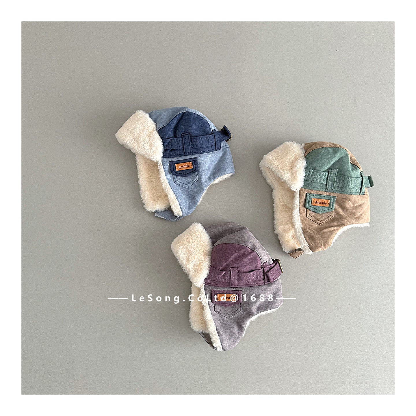 ベビー用帽子 キッズ帽子 裏ファーフリース ベルトデザイン 耳当て付き フライトキャップ【mh0011840】