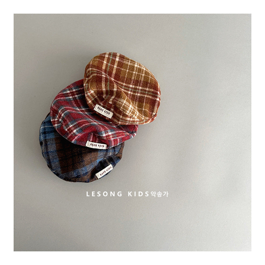 ベビー用帽子 キッズ帽子 チェック ベレー帽 キャスケット【mh0011841】