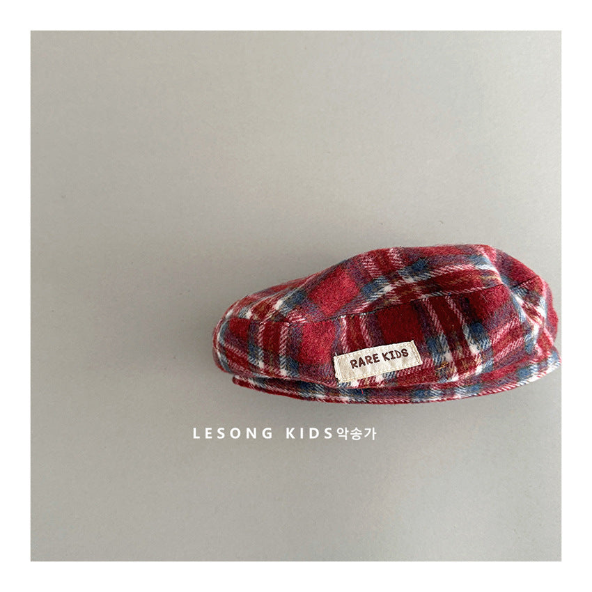 ベビー用帽子 キッズ帽子 チェック ベレー帽 キャスケット【mh0011841】