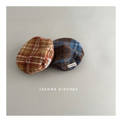 ベビー用帽子 キッズ帽子 チェック ベレー帽 キャスケット【mh0011841】