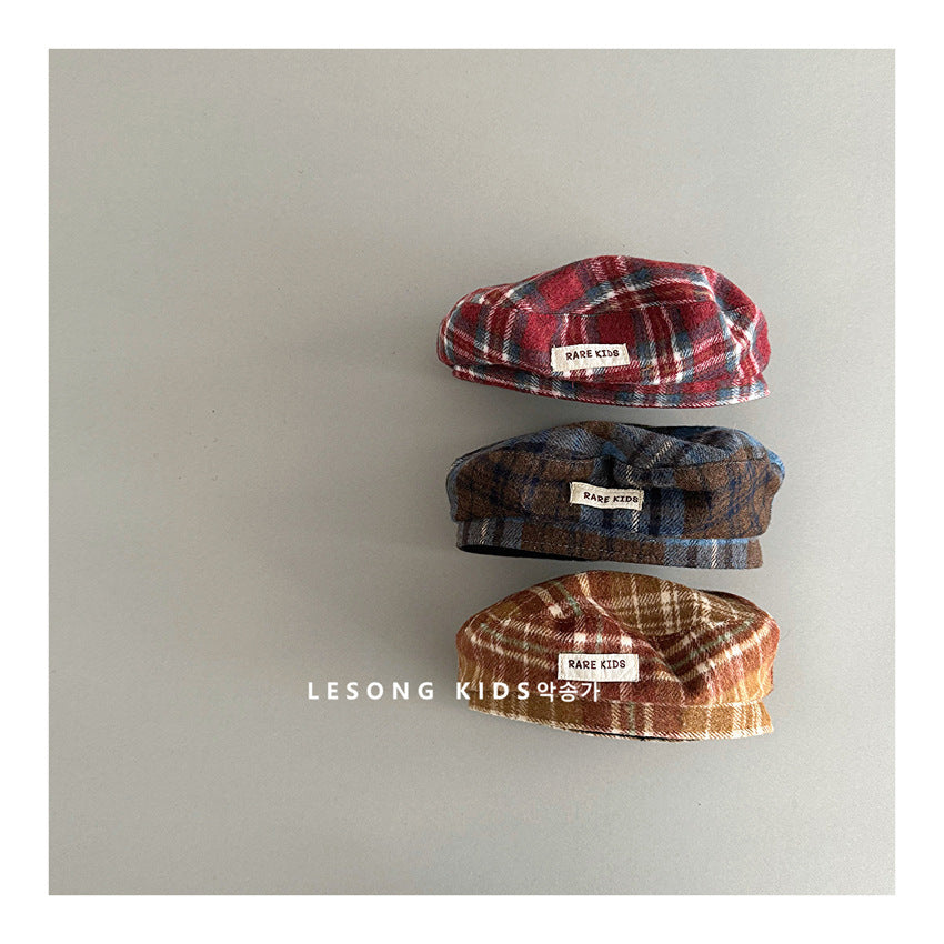 ベビー用帽子 キッズ帽子 チェック ベレー帽 キャスケット【mh0011841】