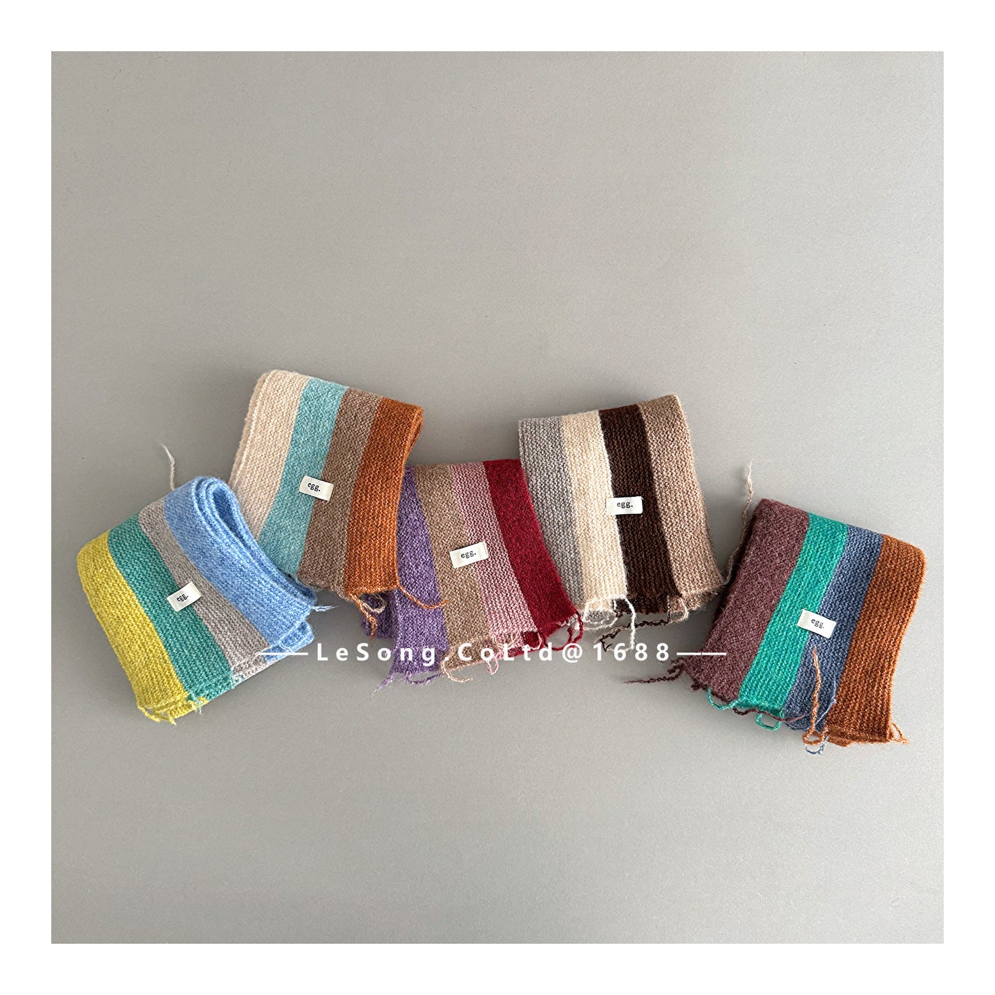 ネックウォーマー キッズマフラー カラフルストライプ ニット ネックウォーマー【mh0011845】