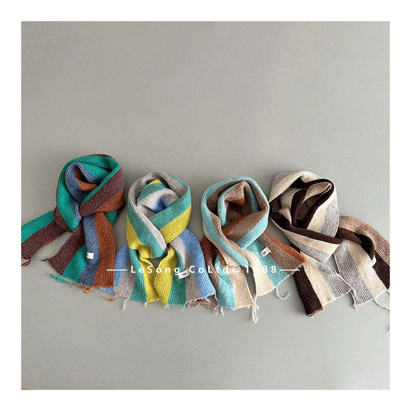 ネックウォーマー キッズマフラー カラフルストライプ ニット ネックウォーマー【mh0011845】