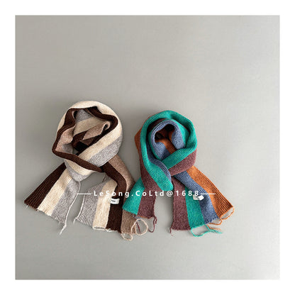 ネックウォーマー キッズマフラー カラフルストライプ ニット ネックウォーマー【mh0011845】