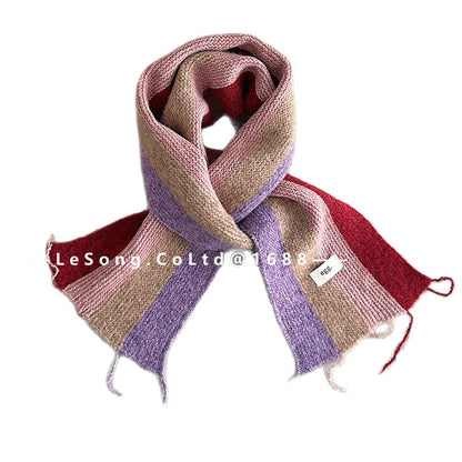 ネックウォーマー キッズマフラー カラフルストライプ ニット ネックウォーマー【mh0011845】