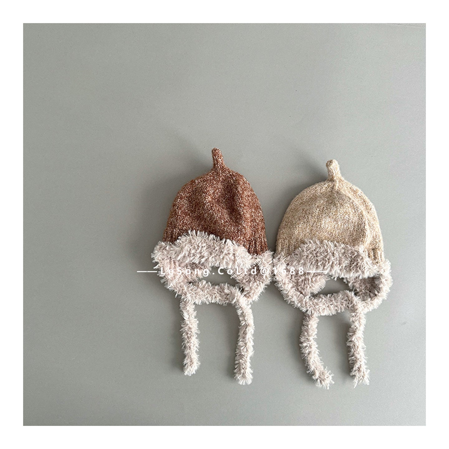 ベビー用帽子 キッズ帽子 ニット 耳当て付き バイカラー ニットキャップ【mh0011846】