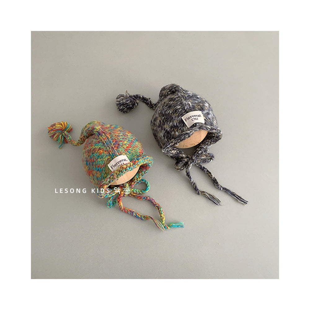 ベビー用帽子 キッズ帽子 ニットキャップ カラフルネップ ロールブリム【mh0011848】