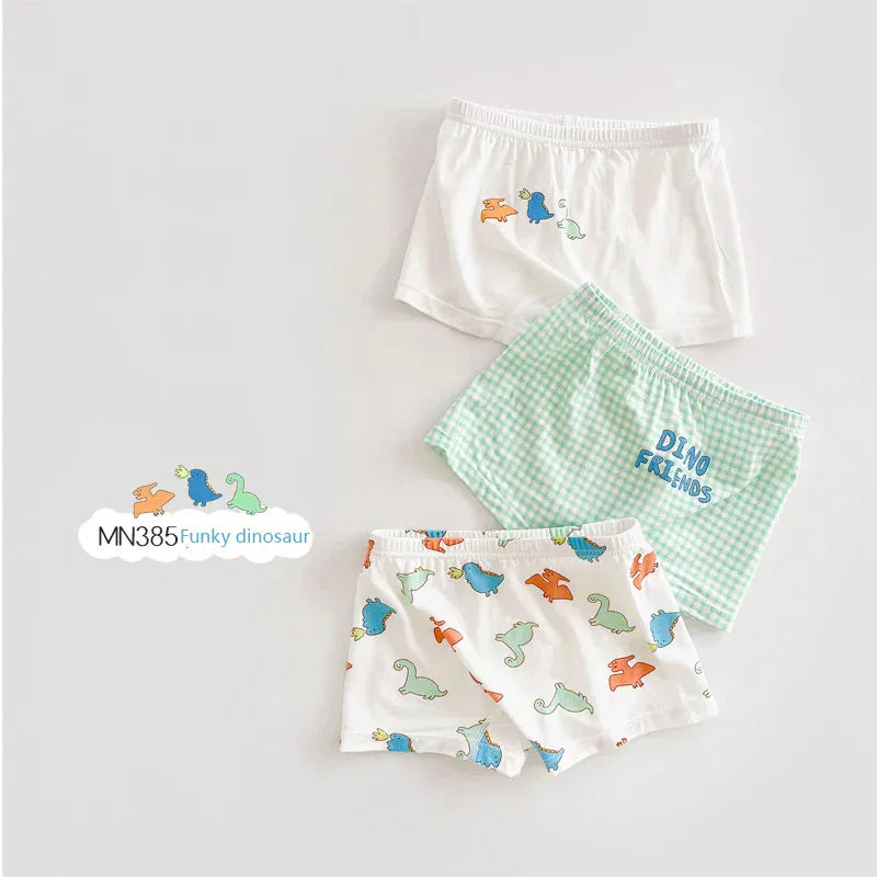 幼児用下着 MN385-Funky dinosaur / 100cm キッズショーツ 男の子/女の子下着 ボーイズ/ガールズアンダーウェア 3枚セット ボクサーブリーフ【mh0005806】