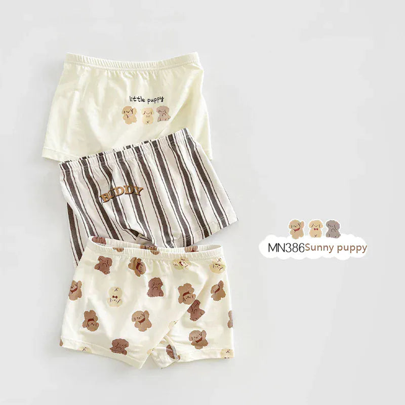 幼児用下着 MN386-Sunny puppy / 100cm キッズショーツ 男の子/女の子下着 ボーイズ/ガールズアンダーウェア 3枚セット ボクサーブリーフ【mh0005806】