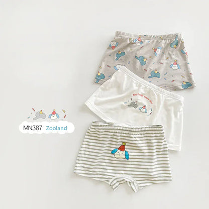 幼児用下着 MN387-Zooland / 100cm キッズショーツ 男の子/女の子下着 ボーイズ/ガールズアンダーウェア 3枚セット ボクサーブリーフ【mh0005806】