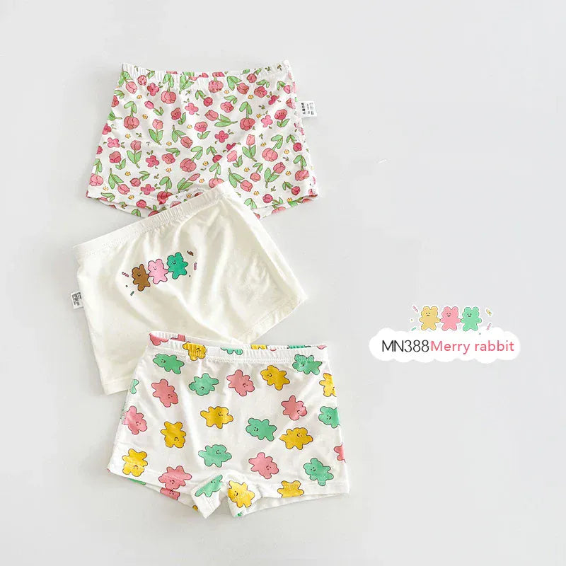 幼児用下着 MN388-Merry rabbit / 100cm キッズショーツ 男の子/女の子下着 ボーイズ/ガールズアンダーウェア 3枚セット ボクサーブリーフ【mh0005806】