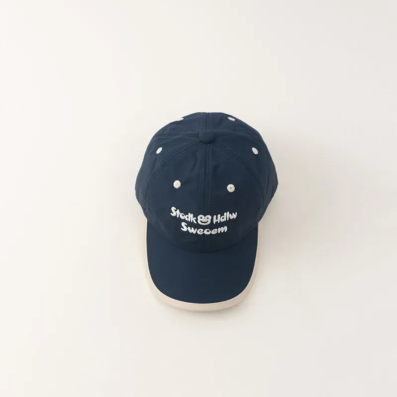 ベビー用帽子 Navy / 48-52cm for Kids キッズキャップ 刺繍入り カエル ベースボールキャップ 調節可能 速乾【mh0005554】