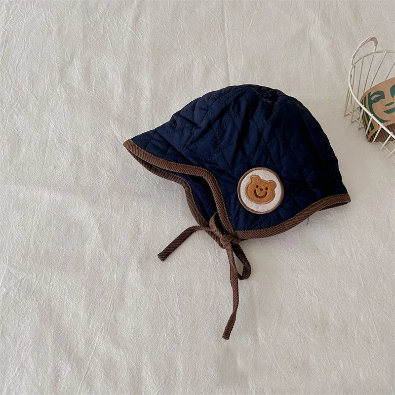 ベビー用帽子 Navy / 50-52 cm ベビー帽子 耳当て付き帽子 防寒キャップ 裏フリース ボーイズ 男の子 子供服【mh0003403】