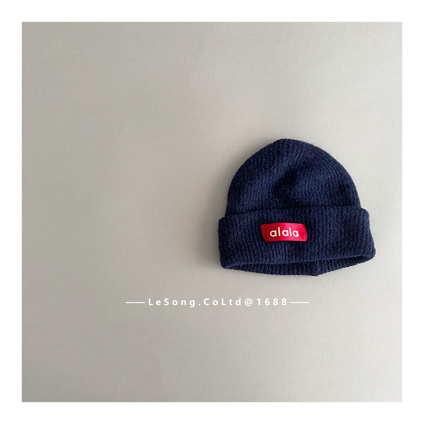 ベビー用帽子 Navy / One Size キッズ帽子 ロゴタグ ニットキャップ シンプル ビーニー【mh0011815】