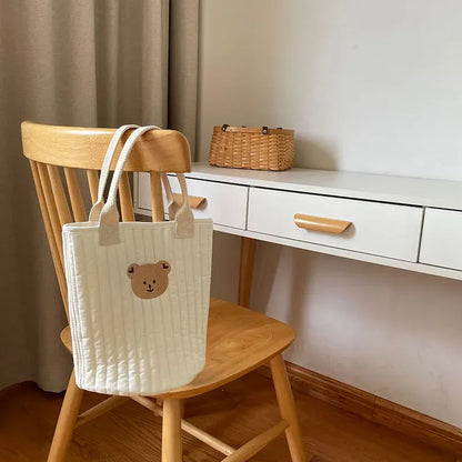 マザーズバッグ one bear キルティングバック 刺繍 バケツバック トートバッグ ママバッグ くま オリーブ チューリップ 鞄【mh0000164】