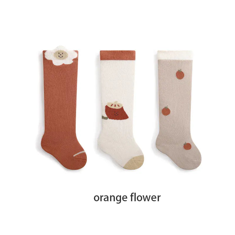 ベビー用靴下・タイツ orange / 0-6mXS ベビーソックス 靴下 3足セット ハイソックス