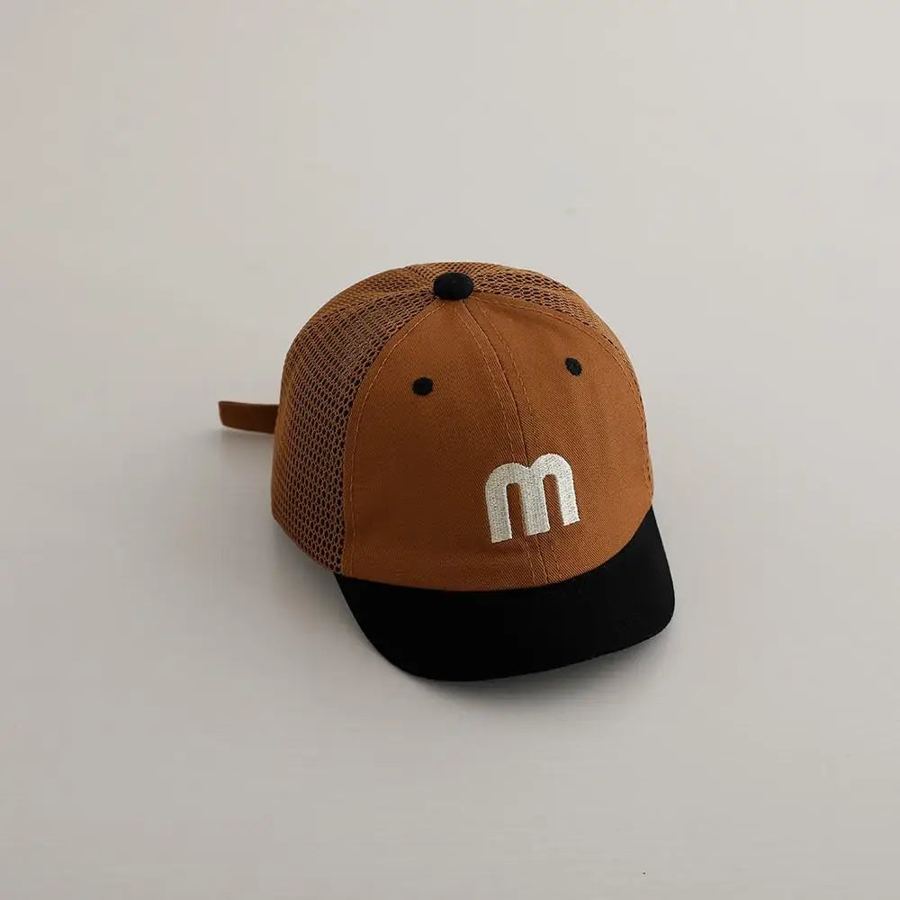 ベビー用帽子 Orange / 46-50cm ベビー帽子 メッシュキャップ 野球帽 アルファベット刺繍 サマーハット【mh0005592】