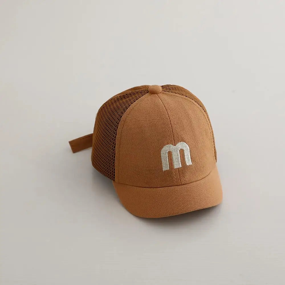 ベビー用帽子 Orange / 46-50cm ベビー帽子 メッシュキャップ 野球帽 アルファベット刺繍 サマーハット【mh0005595】
