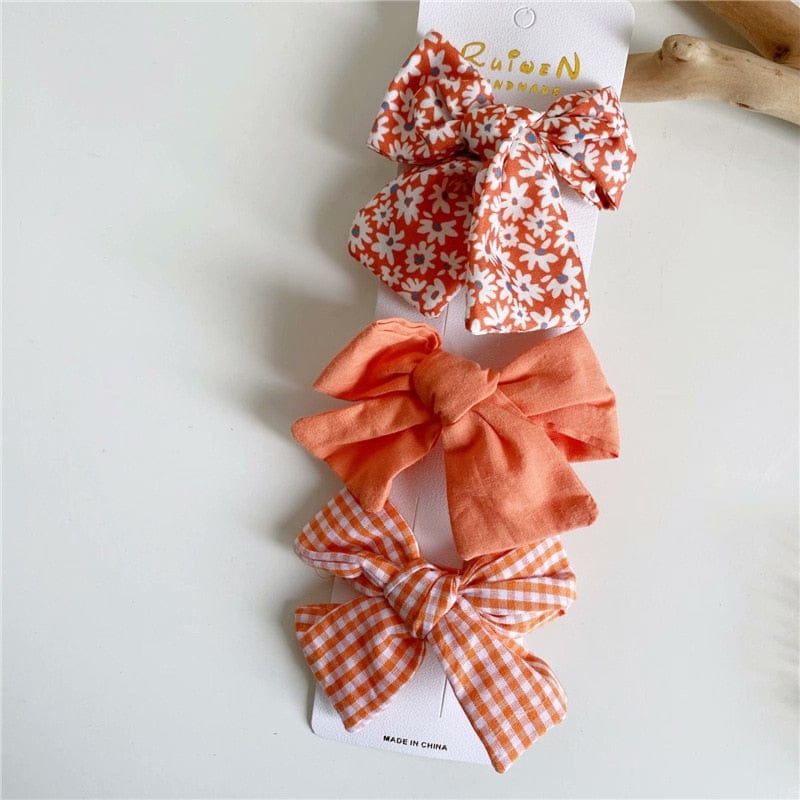 ヘアアクセサリー orange / One Size ベビー キッズ フラワー リボン ヘアピン ヘアアクセサリー 3個セット