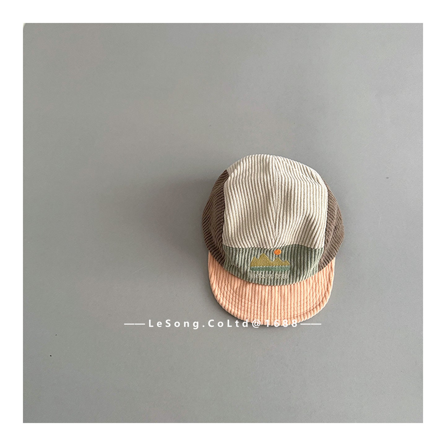 ベビー用帽子 Orange / One Size キッズ帽子 コーデュロイ カラーブロック 野球帽【mh0011813】