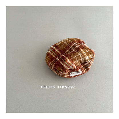 ベビー用帽子 Orange / One Size キッズ帽子 チェック ベレー帽 キャスケット【mh0011841】