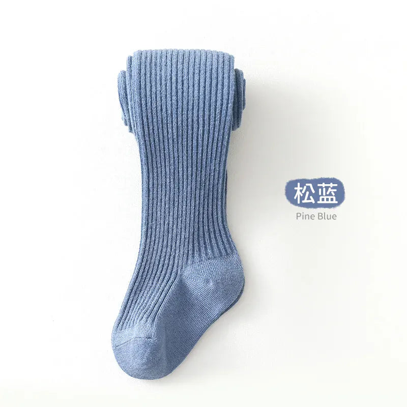 ベビー用靴下・タイツ Pine Blue / S 0-1Y ベビーキッズタイツ リブ編みシンプルロングソックス【mh0007605】
