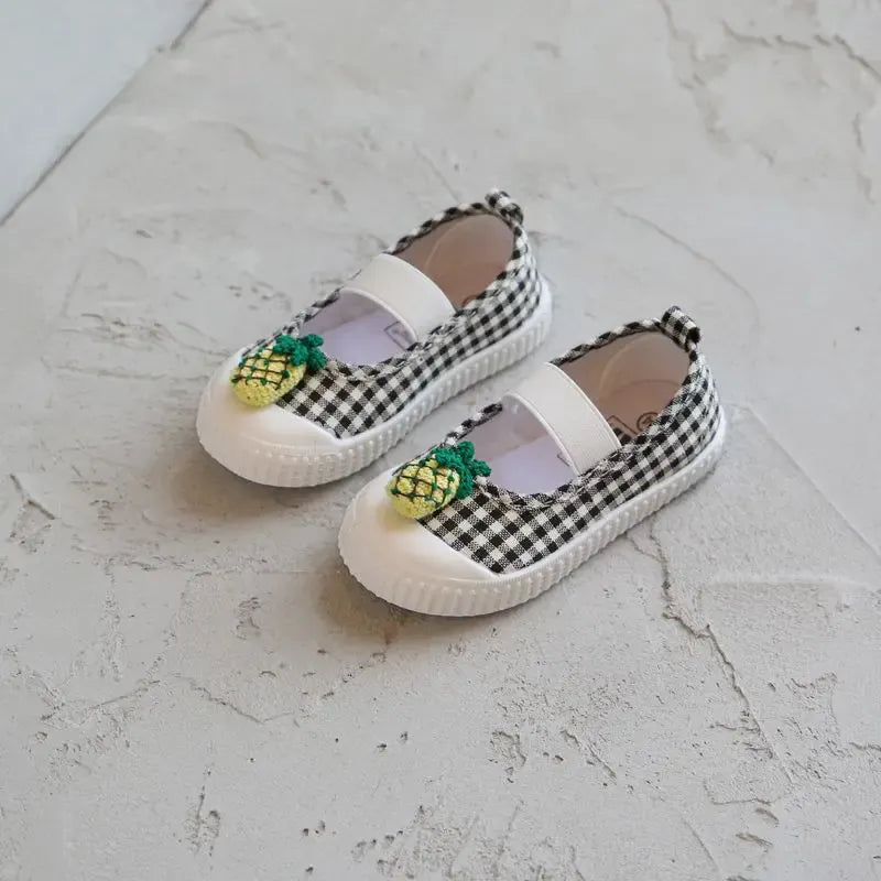 ベビー用靴 Pineapple / 13 (length 13cm) ベビー キッズ みずたま チェック さくらんぼ あひる スマイル キャンバス バレエ シューズ 上履き【mh0003509】